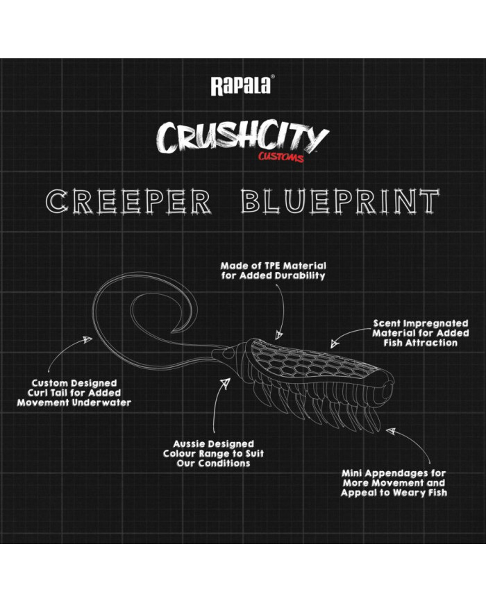 Rapala CrushCity Creeper Super TPE 2.5" – Durable Soft Plastic Fishing Lure