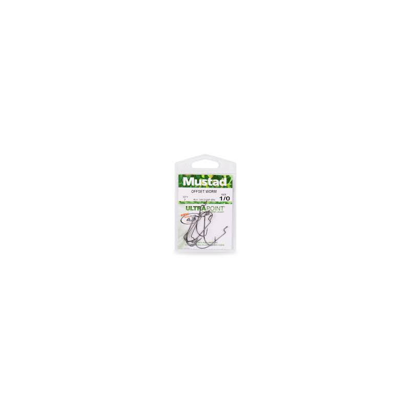 Mustad Offset Worm Hook – Strong, Sharp & Perfect for Soft Plastics